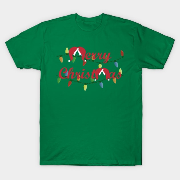 Classic Merry Christmas with Santa Hat M's - Red Font T-Shirt by Humerushumor